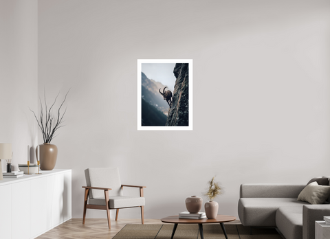60 x 80 cm, Fine Art Print — Unframed "Vertical Sovereign" – Alpine Ibex Wildlife Fine Art Print