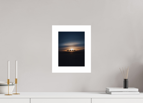 21 x 28 cm, Fine Art Print — Unframed Caravan at Sunset – Cinematic Bedouin Fine Art Print