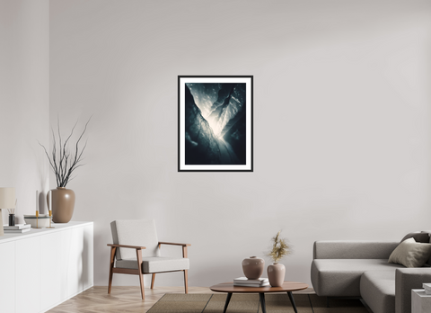60 x 80 cm, Fine Art Print — Framed "Glacial Sanctum" – Abstract Ice Cave Fine Art Print