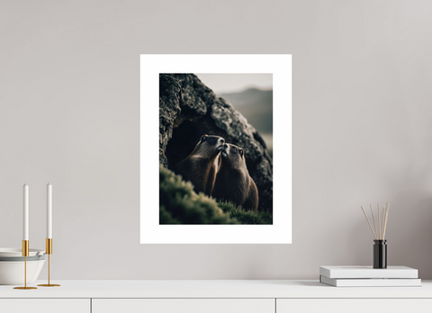 30 x 40 cm, Fine Art Print — Unframed "Alpine Bond" – Marmot Wildlife Fine Art Print