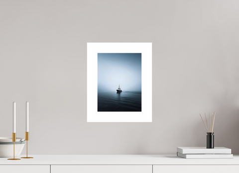21 x 28 cm, Fine Art Print — Unframed "Into the Grey" – Minimalist Fishing Boat Fine Art Print