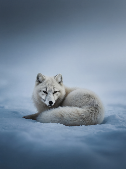 Winter Respite – Resting Arctic Fox Fine Art Print