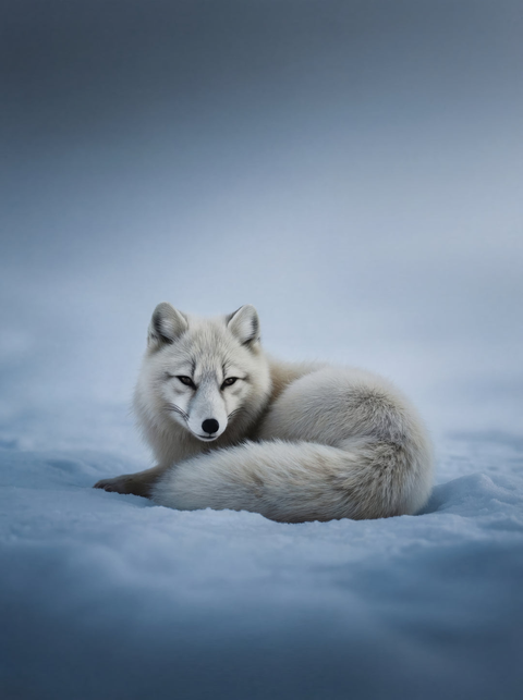 Winter Respite – Resting Arctic Fox Fine Art Print - chaipeau