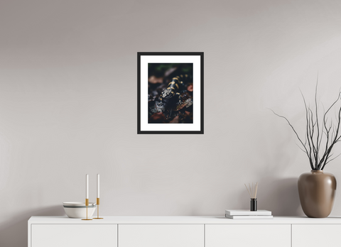 30 x 40 cm, Fine Art Print — Framed "Gilded Shadow" – Fire Salamander Wildlife Fine Art Print