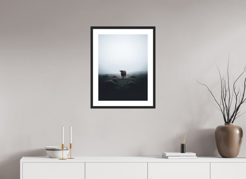 45 x 60 cm, Fine Art Print — Framed "Highland Sentinel" – Madeiran Cattle Fine Art Print