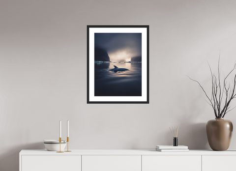 45 x 60 cm, Fine Art Print — Framed Minke Breath – Antarctic Whale Surfacing Fine Art Print