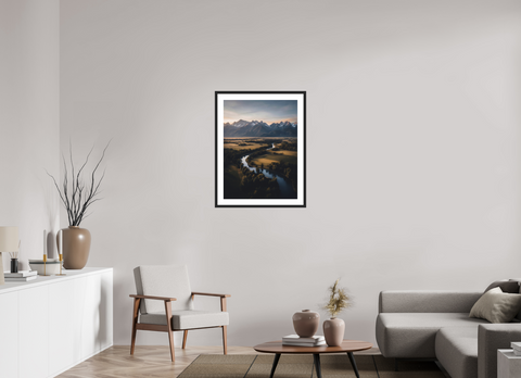 60 x 80 cm, Fine Art Print — Framed "Valley Artery" – Aerial Snake River Landscape Fine Art Print