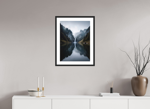 45 x 60 cm, Fine Art Print — Framed "Eternal Mirror" – Symmetrical Alpine Lake Fine Art Print