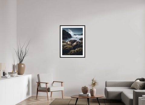 60 x 80 cm, Fine Art Print — Framed "Tidal Scavenger" – Atlantic Shore Crab Macro Fine Art Print