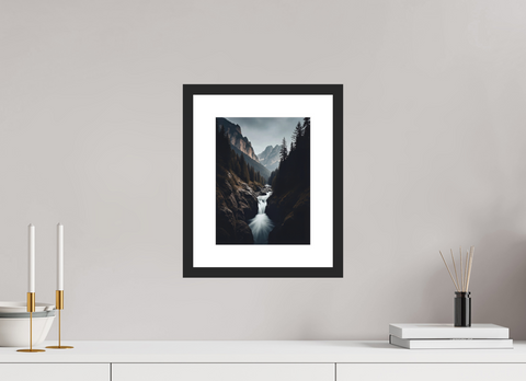 21 x 28 cm, Fine Art Print — Framed "Silken Gorge" – Long Exposure Mountain Landscape Fine Art Print