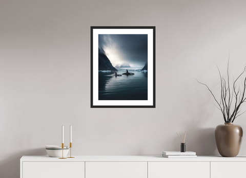 45 x 60 cm, Fine Art Print — Framed Orca Passage – Killer Whale Wildlife Fine Art Print