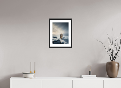 30 x 40 cm, Fine Art Print — Framed "The Ice Wanderer" – Solitary Polar Bear Fine Art Print