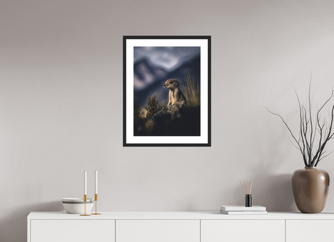 45 x 60 cm, Fine Art Print — Framed "Desert Sentinel" – Ground Squirrel Wildlife Fine Art Print
