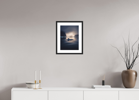 30 x 40 cm, Fine Art Print — Framed Minke Breath – Antarctic Whale Surfacing Fine Art Print