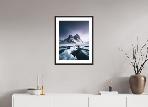 45 x 60 cm, Fine Art Print — Framed "Primordial Peaks" – Jagged Mountain Seascape Fine Art Print
