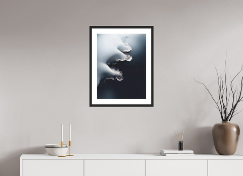 45 x 60 cm, Fine Art Print — Framed Ice Edge Abstract – Aerial Polar Landscape Fine Art Print