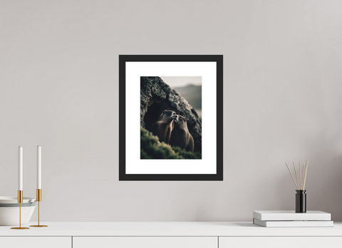 21 x 28 cm, Fine Art Print — Framed "Alpine Bond" – Marmot Wildlife Fine Art Print