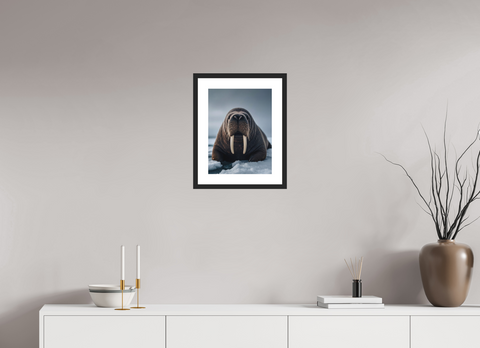 30 x 40 cm, Fine Art Print — Framed "The Ivory Watcher" – Atlantic Walrus Fine Art Print