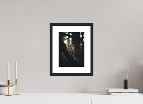 21 x 28 cm, Fine Art Print — Framed Silent Watcher – Great Grey Owl Wildlife Fine Art Print