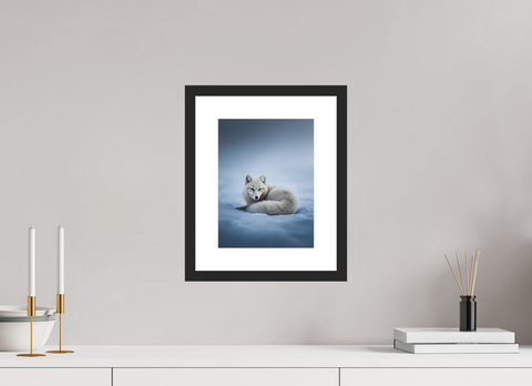 21 x 28 cm, Fine Art Print — Framed "Winter Respite" – Resting Arctic Fox Fine Art Print