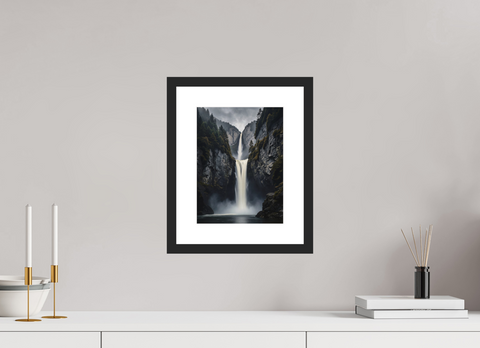 21 x 28 cm, Fine Art Print — Framed "Cascading Silence" – Long Exposure Alpine Waterfall Fine Art Print
