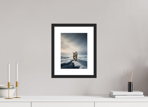 21 x 28 cm, Fine Art Print — Framed "The Ice Wanderer" – Solitary Polar Bear Fine Art Print