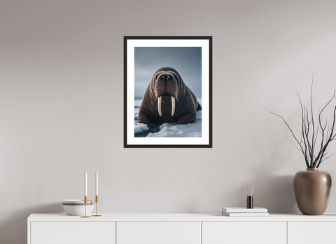 45 x 60 cm, Fine Art Print — Framed "The Ivory Watcher" – Atlantic Walrus Fine Art Print