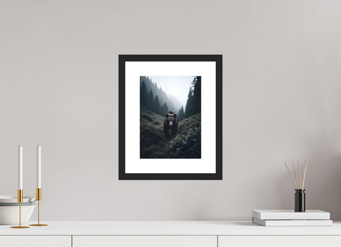 21 x 28 cm, Fine Art Print — Framed Ghost of the Cascades – Black Bear Wildlife Fine Art Print