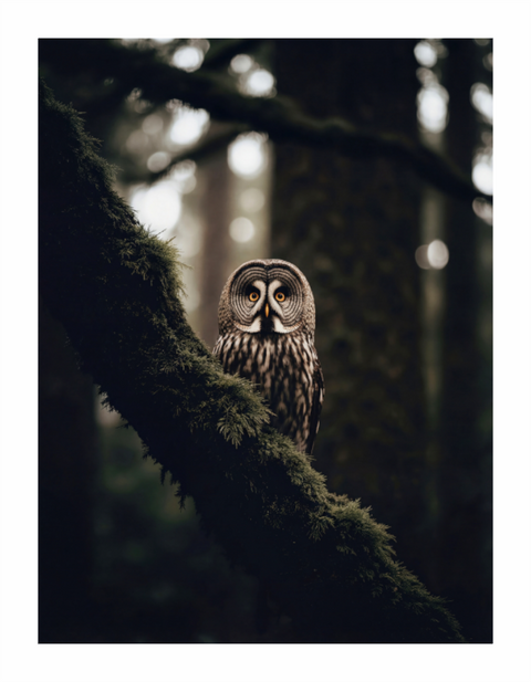 Main image Silent Watcher – Great Grey Owl Wildlife Fine Art Print