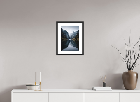 30 x 40 cm, Fine Art Print — Framed "Eternal Mirror" – Symmetrical Alpine Lake Fine Art Print
