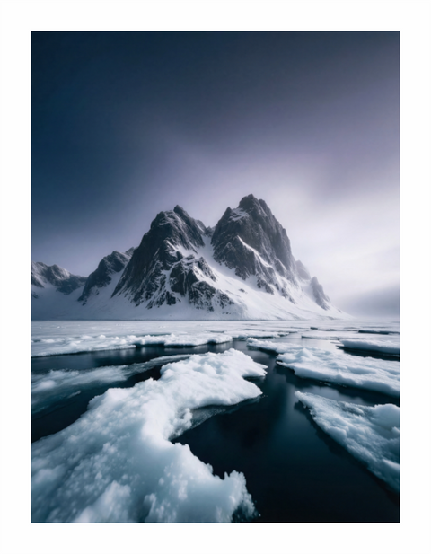 Main image "Primordial Peaks" – Jagged Mountain Seascape Fine Art Print