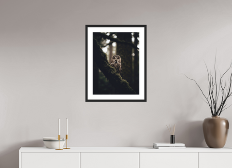 45 x 60 cm, Fine Art Print — Framed Silent Watcher – Great Grey Owl Wildlife Fine Art Print