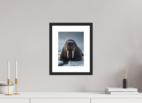 21 x 28 cm, Fine Art Print — Framed "The Ivory Watcher" – Atlantic Walrus Fine Art Print