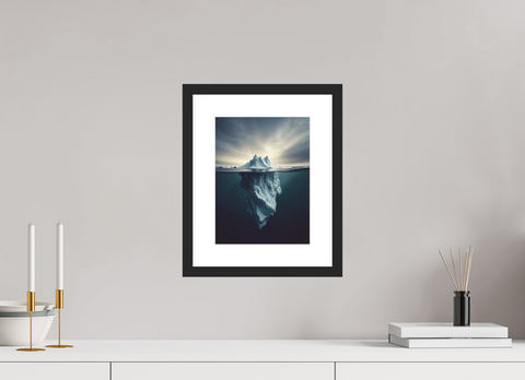 21 x 28 cm, Fine Art Print — Framed Arctic Sentinel – Minimalist Floating Iceberg Greenland Fine Art Print