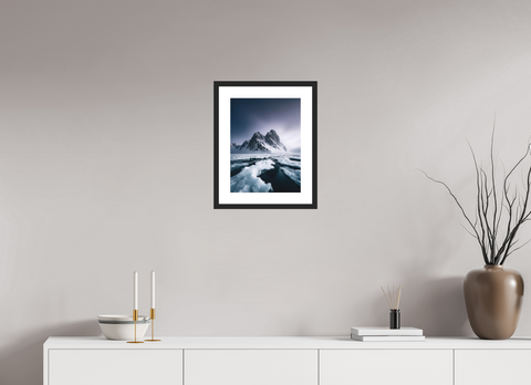 30 x 40 cm, Fine Art Print — Framed "Primordial Peaks" – Jagged Mountain Seascape Fine Art Print