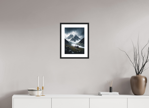 30 x 40 cm, Fine Art Print — Framed "Glacial Solitude" – Moody Alpine Landscape Fine Art Print