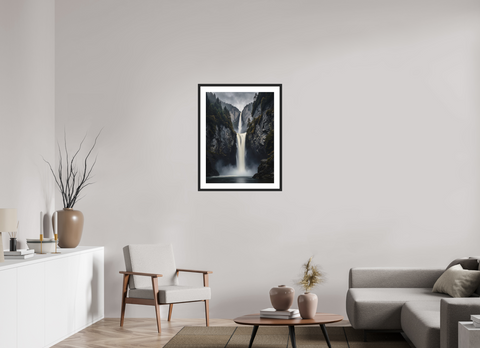 60 x 80 cm, Fine Art Print — Framed "Cascading Silence" – Long Exposure Alpine Waterfall Fine Art Print