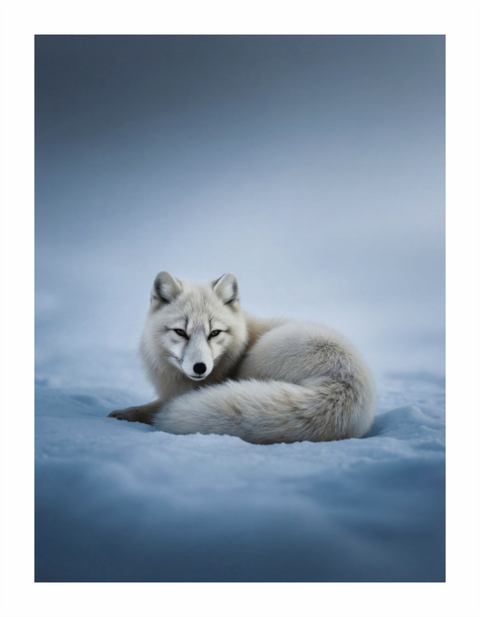 Main image "Winter Respite" – Resting Arctic Fox Fine Art Print