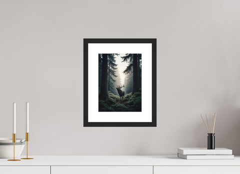 21 x 28 cm, Fine Art Print — Framed Monarch of the Mist – Roosevelt Elk Wildlife Fine Art Print