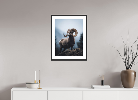 45 x 60 cm, Fine Art Print — Framed "Alpine Monarch"– Bighorn Sheep Wildlife Fine Art Print