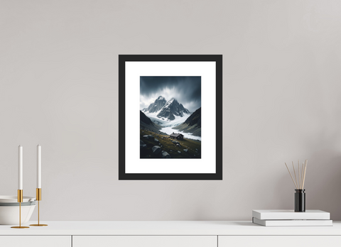 21 x 28 cm, Fine Art Print — Framed "Glacial Solitude" – Moody Alpine Landscape Fine Art Print