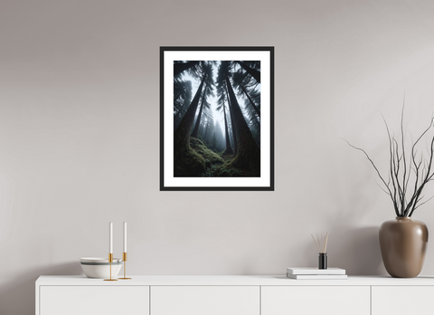 45 x 60 cm, Fine Art Print — Framed Ancient Pillars – Old Growth Forest Fine Art Print