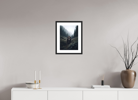 30 x 40 cm, Fine Art Print — Framed Ghost of the Cascades – Black Bear Wildlife Fine Art Print
