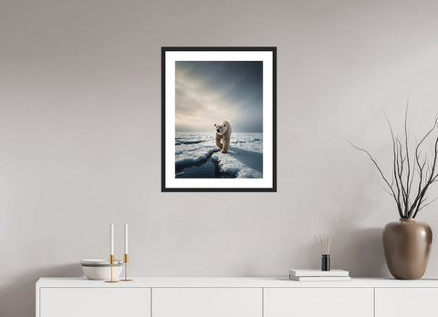 45 x 60 cm, Fine Art Print — Framed "The Ice Wanderer" – Solitary Polar Bear Fine Art Print