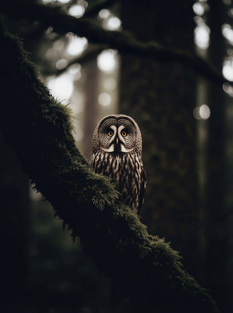 Silent Watcher – Great Grey Owl Wildlife Fine Art Print - chaipeau