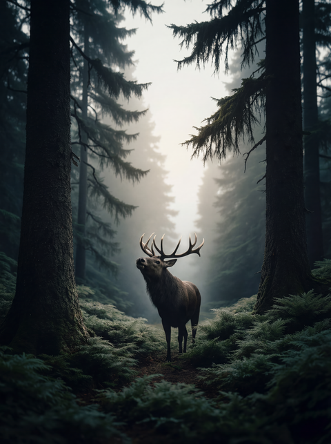 Monarch of the Mist – Roosevelt Elk Wildlife Fine Art Print