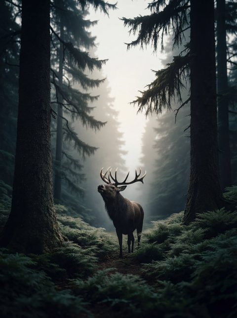 Monarch of the Mist – Roosevelt Elk Wildlife Fine Art Print - chaipeau