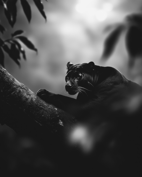 Black Panther | Framed Poster | Premium Wooden Frame | Black & White - chaipeau