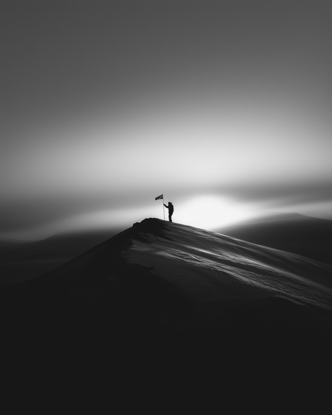 Explorer at South Pole | Framed Poster | Premium Wooden Frame | Black & White - chaipeau