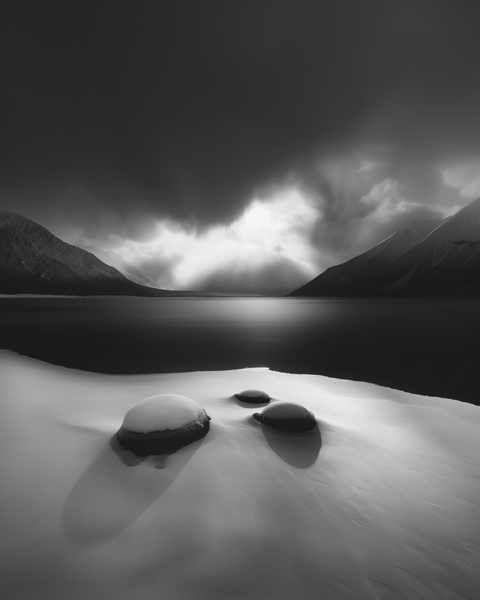 Khoton Lake — Framed Print | Black and White - chaipeau